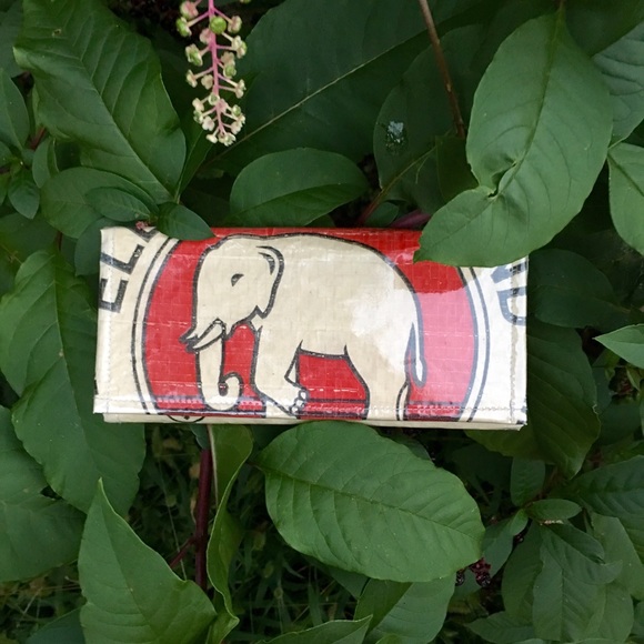 Eco-friendly handmade rice bag clutch / wallet.
