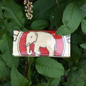 Eco-friendly handmade rice bag clutch / wallet.