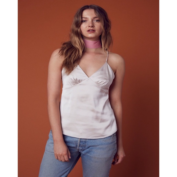 Champagne Satin Cross Back Cami - Picture 2 of 4