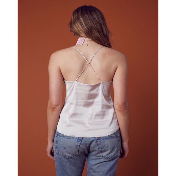 Champagne Satin Cross Back Cami - Picture 4 of 4