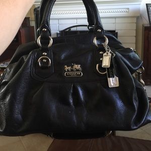 COACH MADISON LARGE SABRINA LEATHER BLACK BAG12949