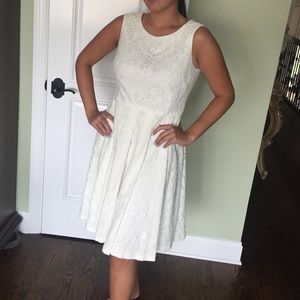 White lace detailed Mid length dress