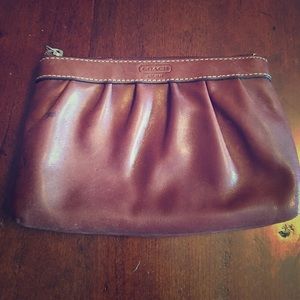 Coach brown leather pouch/clutch/makeup case