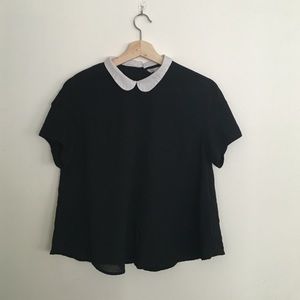 Zara Trafaluc Black and white peterpan collar top