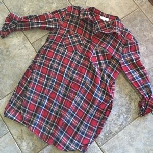 Entro Brand Plaid Tunic Button Down • Medium
