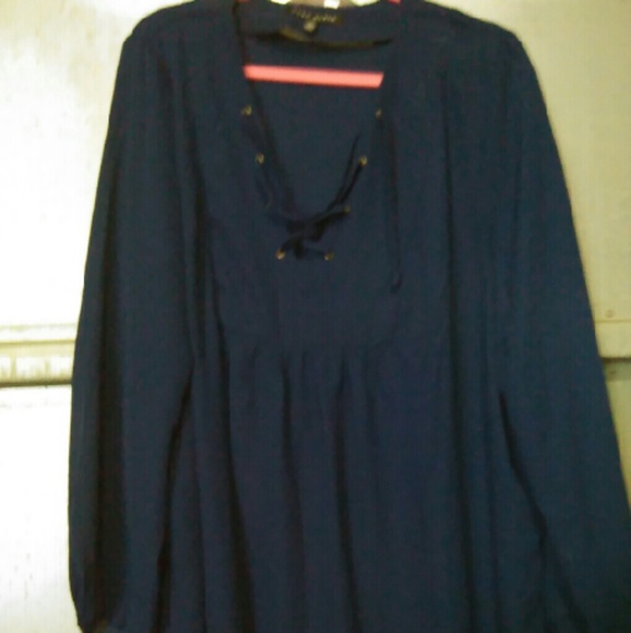 Navy blue plus size blouse