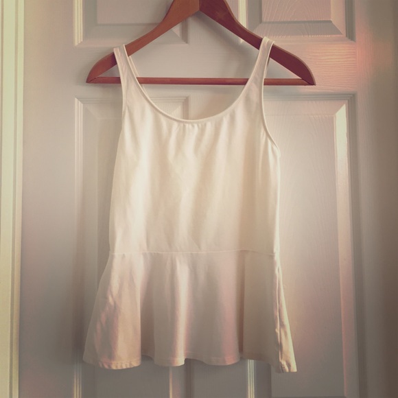 Express White Sleeveless Peplum Top