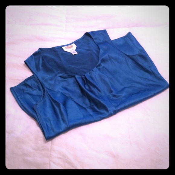 Turquoise Blue silky shell ~ pullover ~ SZ 6