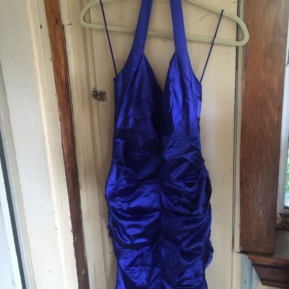Blue silk dress