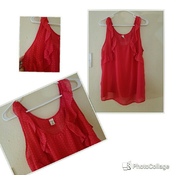 Old Navy Red Ruffled Blouse Xl