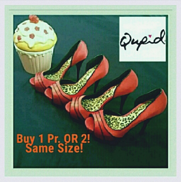 ONLY 1 PR LEFT! Sale! Qupid Red Satin Pumps- - Picture 2 of 4