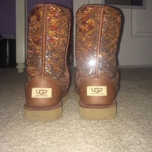 BROWN/ SILVER UGG BOOTS