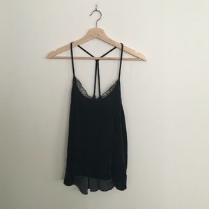 Zara women studio velvet cami with lace details