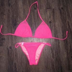 Victoria's Secret Hot Pink Mesh Swim top
