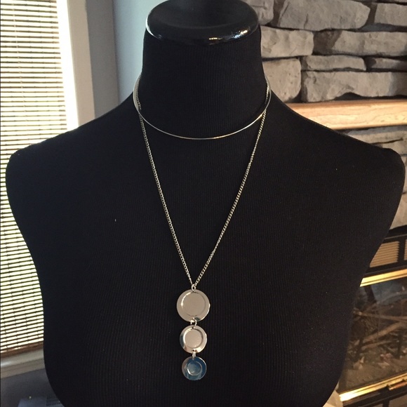 Choker with attached circle drop necklace