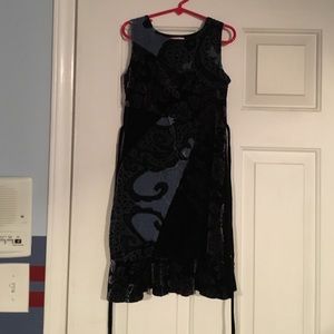 Velvet like dress in navy blue