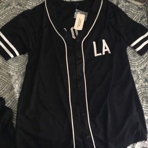 Brand new black and white LA baseball tee