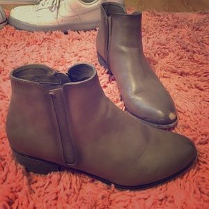 Tan booties (with small heel)