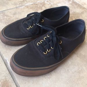 Black with brown bottom Vans. Size 10.5