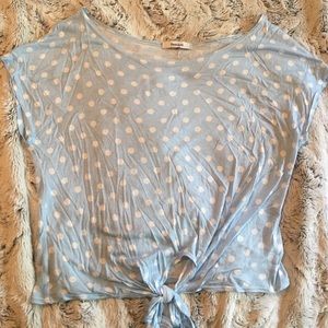 Blue and White Polka Dot Crop Top