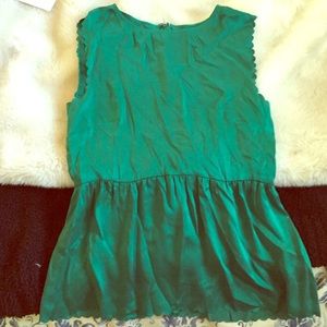 Madewell emerald peplum silk top