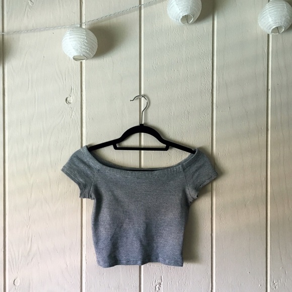 Zara striped off the shoulder crop top
