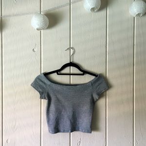 Zara striped off the shoulder crop top