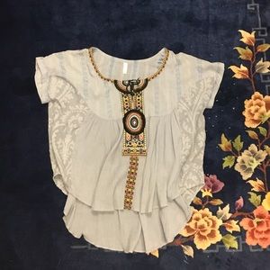 Blue Detailed Free People Top