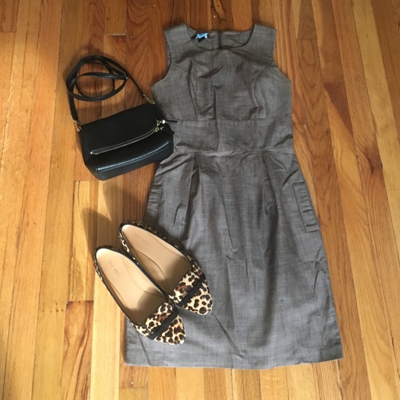 SALE Heathered brown chambray sheath dress