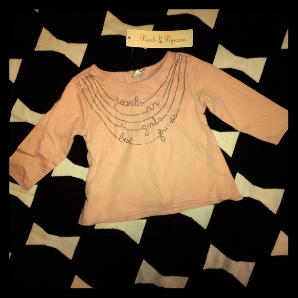 Pearls & Popcorn, pink baby top