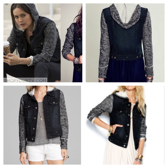 Free People Knit Hooded Denim Jacket.  NWT. - Picture 2 of 4