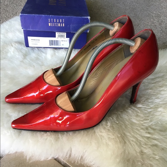 Stuart Weitzman Red Patent Leather Princess Pumps