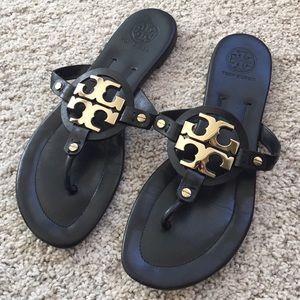 Tory burch black leather sandals size 10