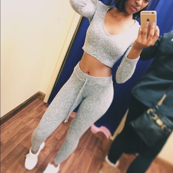 Grey knit two piece