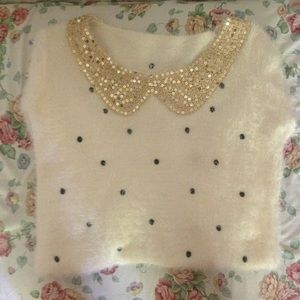 JFashion/KFashion Polka Dot Fuzzy Top/Sweater