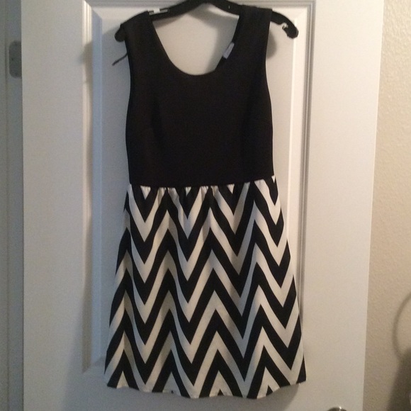 Black and white chevron dress