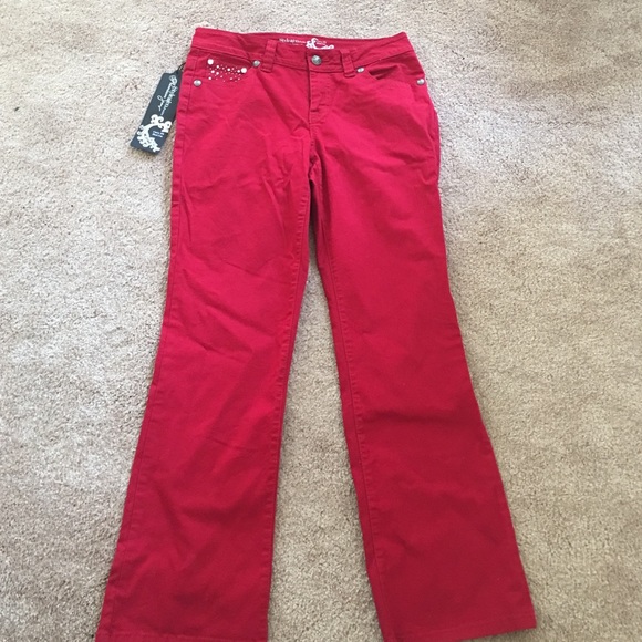 Curvy Fit, Boot Cut Red Pants