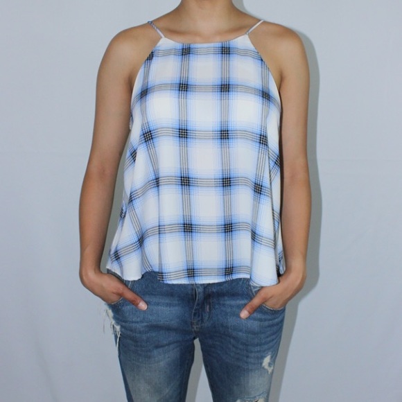 Plaid silky top