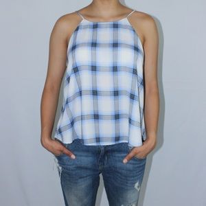 Plaid silky top