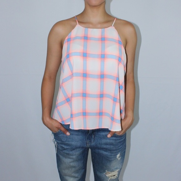 Plaid silky top