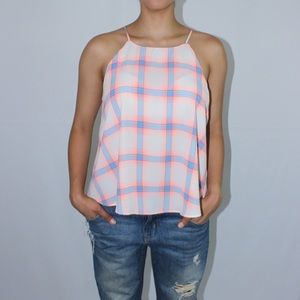 Plaid silky top
