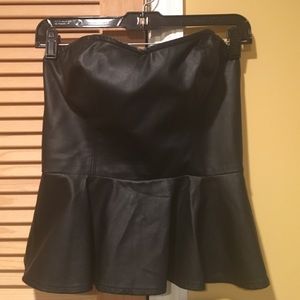 Black leather sweetheart top