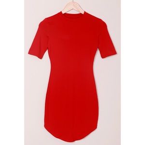 Red Short Sleeve Bodycon Dress
