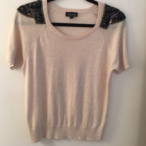 TopShop Knit Top with Sparkle Shoulders