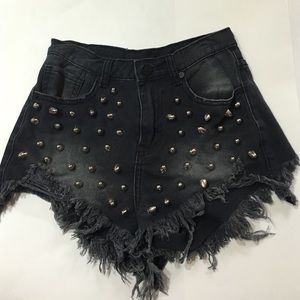 UNIF Studded Black Short Cutoffs