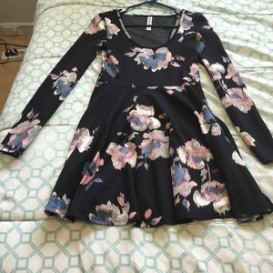 Black skater floral dress