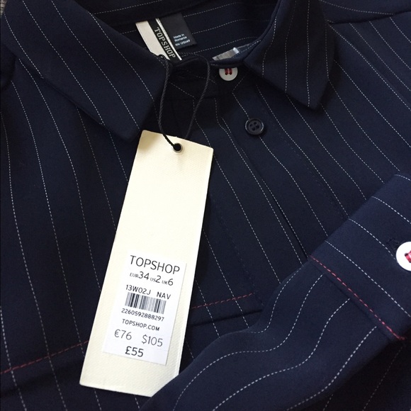 NEW TOPSHOP Oversized Pinstriped Blouse