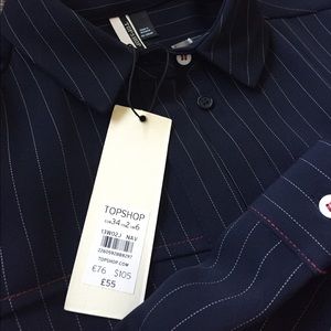 NEW TOPSHOP Oversized Pinstriped Blouse
