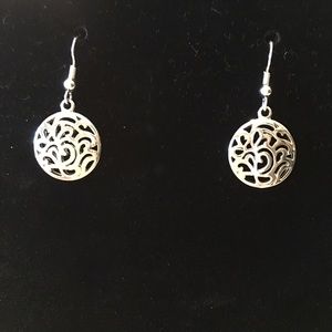 Silver toned filigree earrings