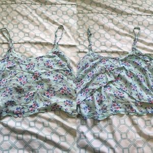 Floral crop top with open back